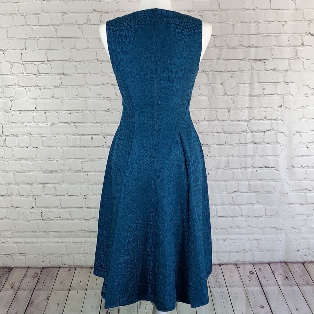 ANNE Klein V Neck Fit Flare Jacquard Dress 2 - Picture 2 of 15